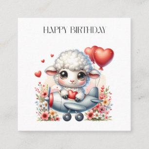 Tarjeta De Visita Cuadrada Cumpleaños Piloto Oveja