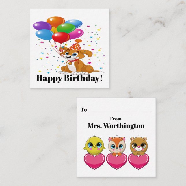 Tarjeta De Visita Cuadrada Cumpleaños! - ¡Vean Atrás! (Anverso / Reverso)