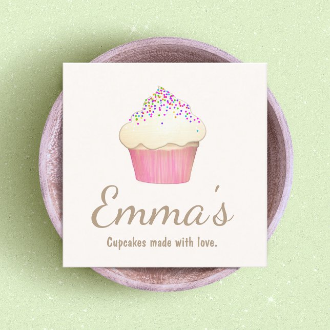 Tarjeta De Visita Cuadrada Cupcake Baker Bakery Chef (Subido por el creador)