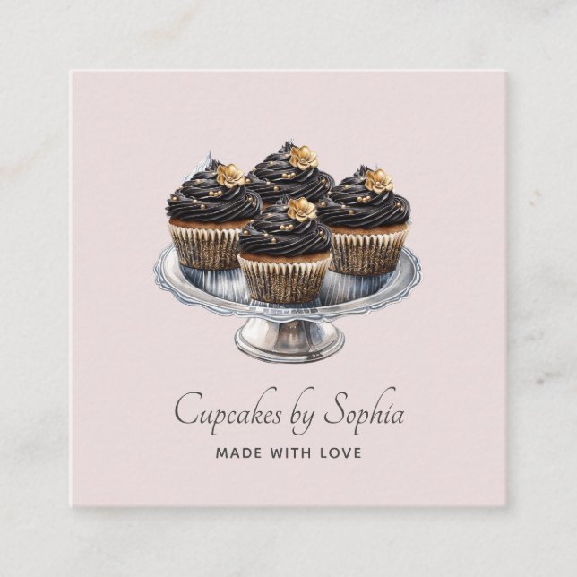 Tarjeta De Visita Cuadrada Cupcake Baker Bakery Chef (Anverso)