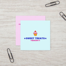 Tarjeta De Visita Cuadrada Cupcakes Caseros | Logotipo y Panadería Minimalist