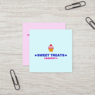 Tarjeta De Visita Cuadrada Cupcakes Caseros Logotipo y Panadería Minimalist