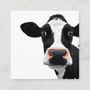 Tarjeta De Visita Cuadrada Curiosidad de Vaca en Primer Plano