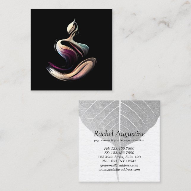 Tarjeta De Visita Cuadrada Curso de broche de broche de Lotus Pose (Anverso / Reverso)