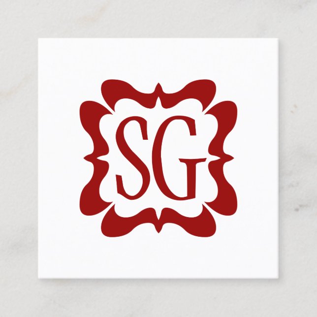 Tarjeta De Visita Cuadrada Curva 02 - Iniciales - Rojo de rubí (Anverso)