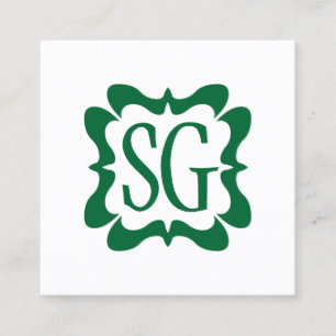 Tarjeta De Visita Cuadrada Curva 02 - Iniciales - Verde Forestal
