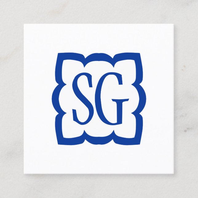 Tarjeta De Visita Cuadrada Curva 03 - Iniciales - Azul marino (Anverso)