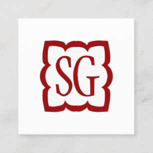 Tarjeta De Visita Cuadrada Curva 03 - Iniciales - Rojo de rubí