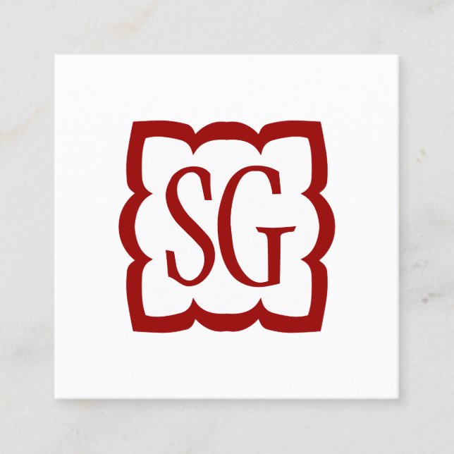 Tarjeta De Visita Cuadrada Curva 03 - Iniciales - Rojo de rubí (Anverso)