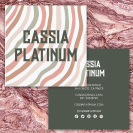 Tarjeta De Visita Cuadrada Curvas suaves Olive Neutral Minimalista Icono soci