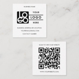Tarjeta De Visita Cuadrada Custom Logo Black White QR Code Website 