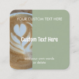 Tarjeta De Visita Cuadrada Custom Modern Sage Green Cafe Photo Template