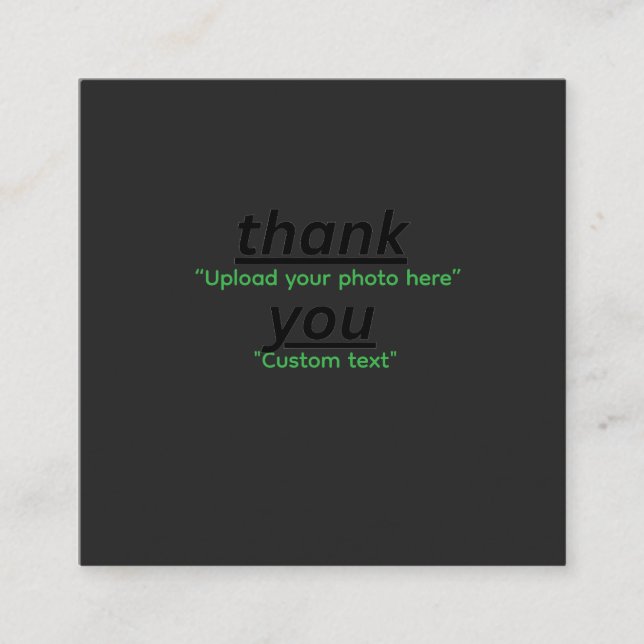 Tarjeta De Visita Cuadrada Custom Text & Upload Your Photo Personalized (Anverso)