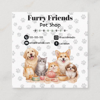Tarjeta De Visita Cuadrada Customizable Pet Shop Business Card 