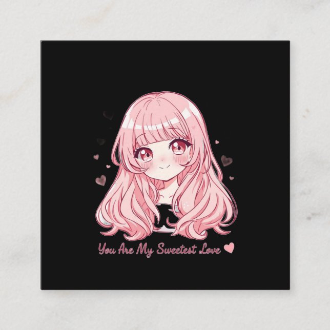Tarjeta De Visita Cuadrada Cute Anime Valentine Sweatshirt (Anverso)
