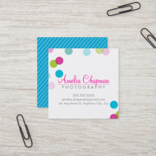 Tarjeta De Visita Cuadrada CUTE COLORIDO CONFETTI negrita spot verde lima ros