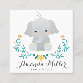 Tarjeta De Visita Cuadrada Cute elefante al cuadrado para el negocio de los b