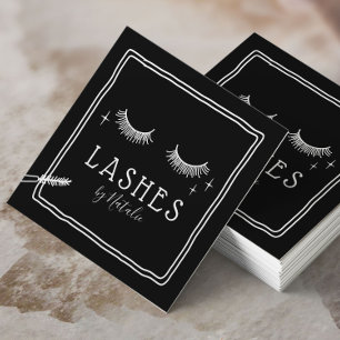 Tarjeta De Visita Cuadrada Cute Eyelash Makeup Artista Moda Salón De Belleza 