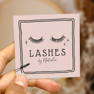 Tarjeta De Visita Cuadrada Cute Eyelash Makeup Artista Rubor Salón De Belleza
