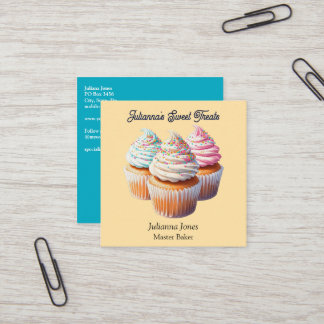 Tarjeta De Visita Cuadrada Cute Frosted Cupcake Bakery