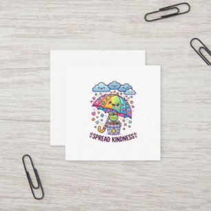 Tarjeta De Visita Cuadrada Cute Kawaii Difunde Amabilidad Paraguas Cute Plant