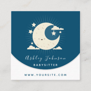 Tarjeta De Visita Cuadrada Cute Kawaii Moon Babysitter Daycare Social Media