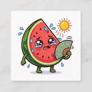 Tarjeta De Visita Cuadrada Cute Kawaii Sandía Marroquí de Verano DallSticker