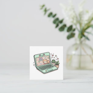 Tarjeta De Visita Cuadrada Cute Kawaii Vibraciones Relajantes Calcomanía para