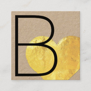 Tarjeta De Visita Cuadrada Cute moderno Faux Relieve metalizado dorado Heart 