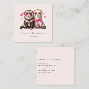 Tarjeta De Visita Cuadrada Cute Otter Pareja en el Amor