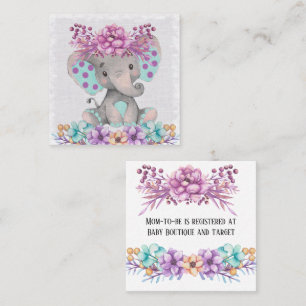 Tarjeta De Visita Cuadrada Cute Paint Cute Elephant y el Registro de Bebés Fl