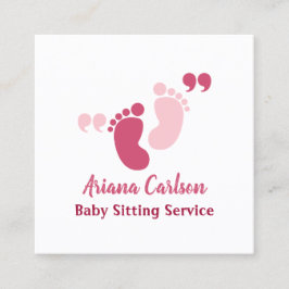 Tarjeta De Visita Cuadrada Cute Pink Baby Sitter Guardería
