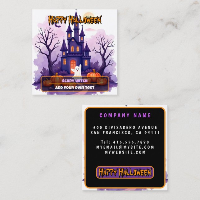 Tarjeta De Visita Cuadrada Cute Popular Halloween Spooky Collection (Anverso / Reverso)
