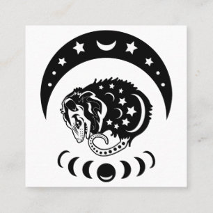 Tarjeta De Visita Cuadrada Cute Witchy Opossum