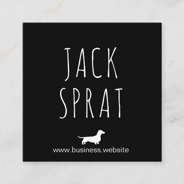 Tarjeta De Visita Cuadrada Dachshund Silhouette | Perro vienés negro y blanco (Anverso)