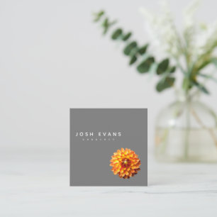Tarjeta De Visita Cuadrada Dahlia Floral Minimalista Square Business Card