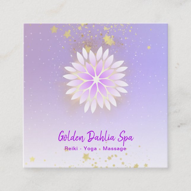 Tarjeta De Visita Cuadrada *~* Dahlia Mandala Pastel Lavender rosa AP2 (Anverso)