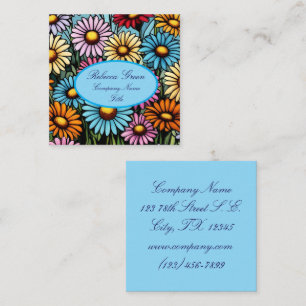 Tarjeta De Visita Cuadrada Daisies bohemias vibrantes - aspecto de vidrio man
