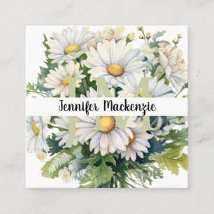 Tarjeta De Visita Cuadrada Daisies Cute Elegant
