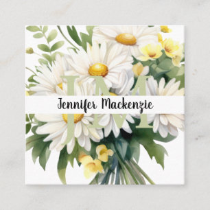 Tarjeta De Visita Cuadrada Daisies Cute Elegant