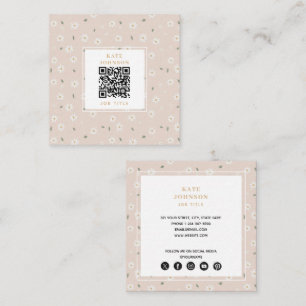 Tarjeta De Visita Cuadrada Daisy Floral Encantadora Floristería de Flores y V