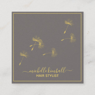 Tarjeta De Visita Cuadrada Dandelion Gold Signature   Square Business