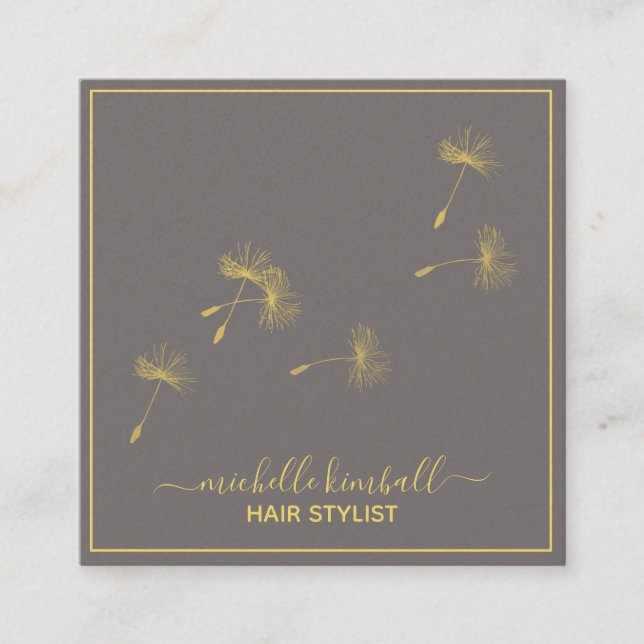 Tarjeta De Visita Cuadrada Dandelion Gold Signature | Square Business (Anverso)