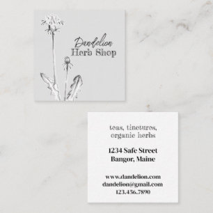 Tarjeta De Visita Cuadrada Dandelion Herb Shop Medicina Planta