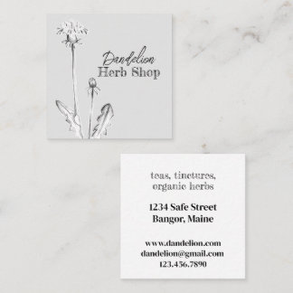 Tarjeta De Visita Cuadrada Dandelion Herb Shop Medicina Planta