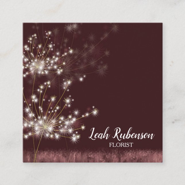 Tarjeta De Visita Cuadrada Dandelions Cute Twilight (Anverso)