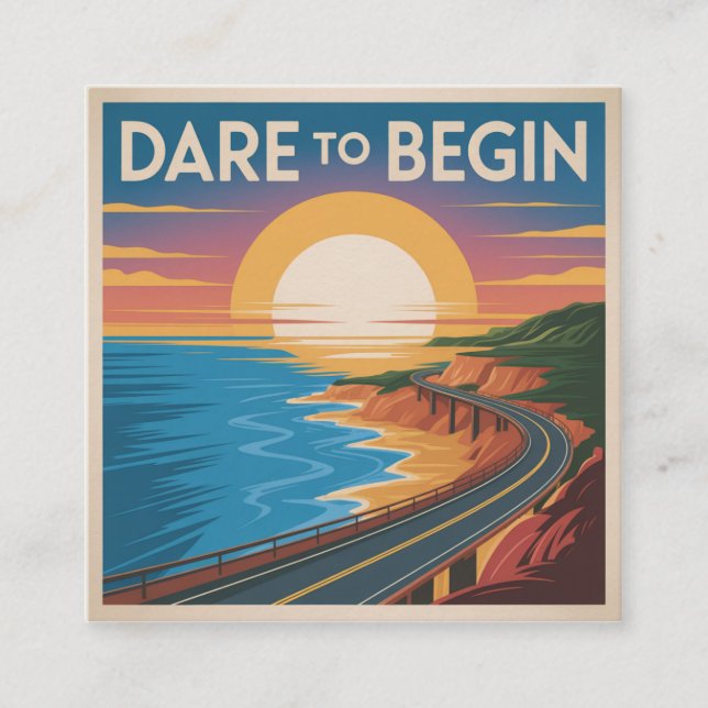 Tarjeta De Visita Cuadrada Dare To Begin (Anverso)