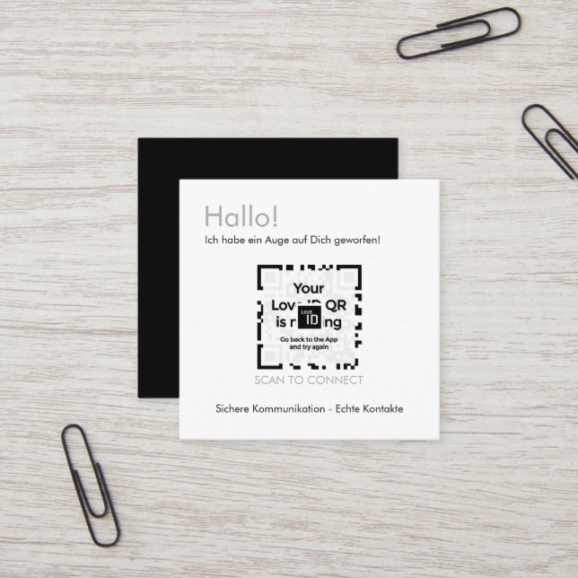 Tarjeta De Visita Cuadrada Dating Karte - BLACK - QR - PURE Collection (Anverso/Reverso In Situ)