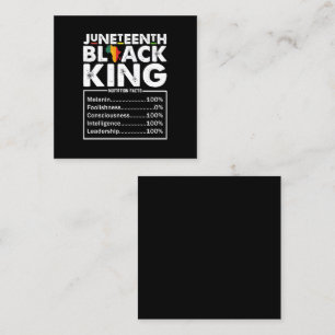 Tarjeta De Visita Cuadrada Datos nutricionales del Rey Negro de Juneteenth Me