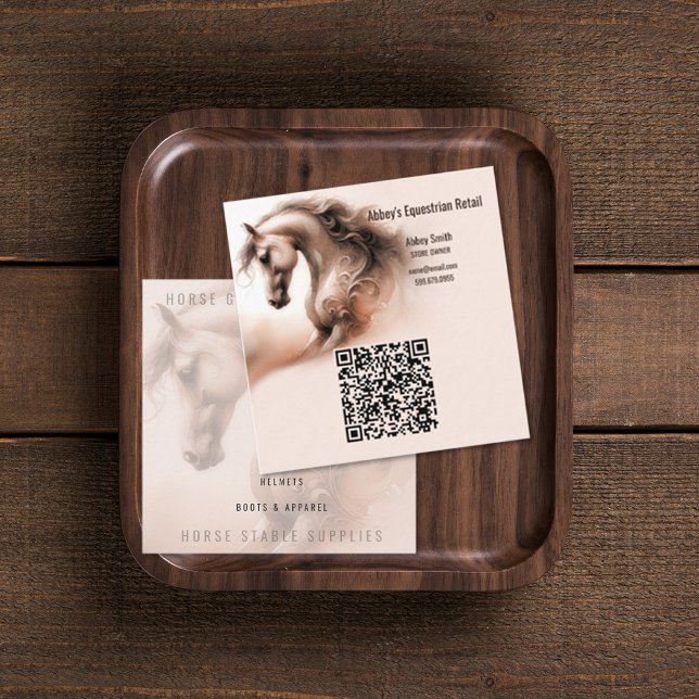 Tarjeta de visita Cuadrada de código QR para cabal (Horse QR Code Square Business Card (front and back))